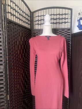 Forever 21 Coral Pink Long Sleeve Midi Dress